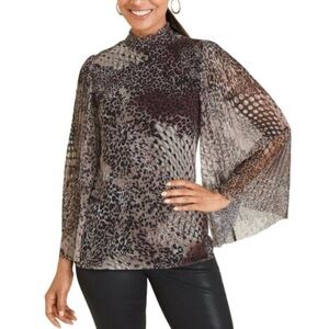 Sophisticated Chico Cheetah and Snake Animal Print Sheer Top Size 0 US Small GUC